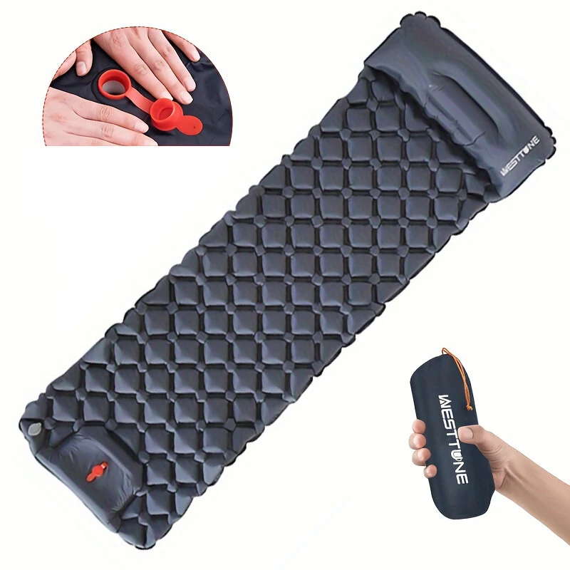 (image for) IPRee&reg; Lightweight Inflatable Sleeping Pad Mattress with Pillow for Comfortable Hiking Camping Compact Sleep Air Mattress